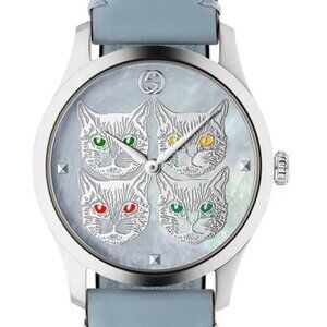 GUCCI LIMITED EDITION VERY RARE, Feline Heads, Mother-of-Pearl Dial Ladies Watch